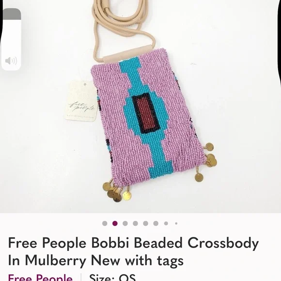 Nwt Free People Beaded Crossbody bag with beads - Picture 2 of 6
